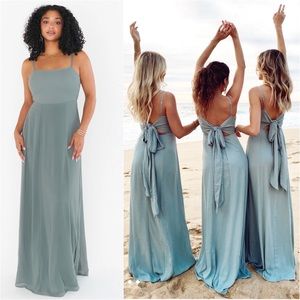 SHOW ME YOUR MUMU Lauren Tie Maxi Dress in Deep Sage Chiffon $148 NWT XXL